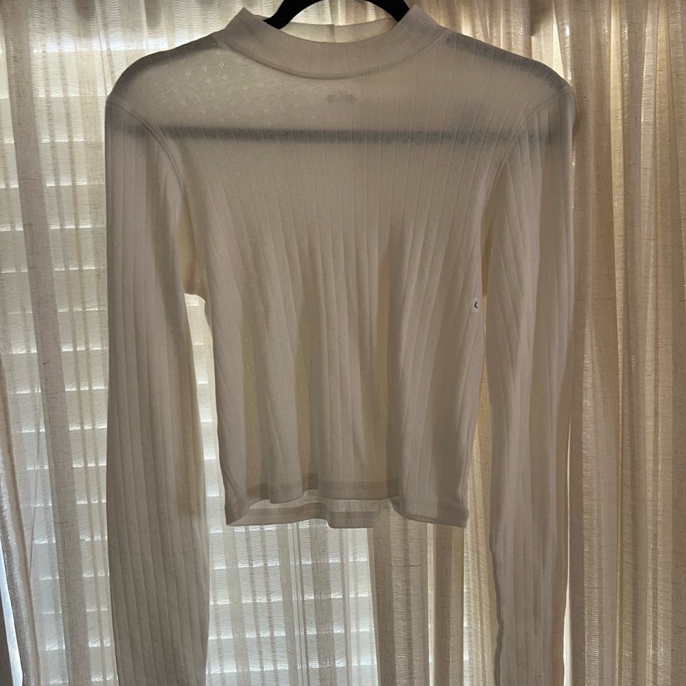 Cream Ribbed Women's Top